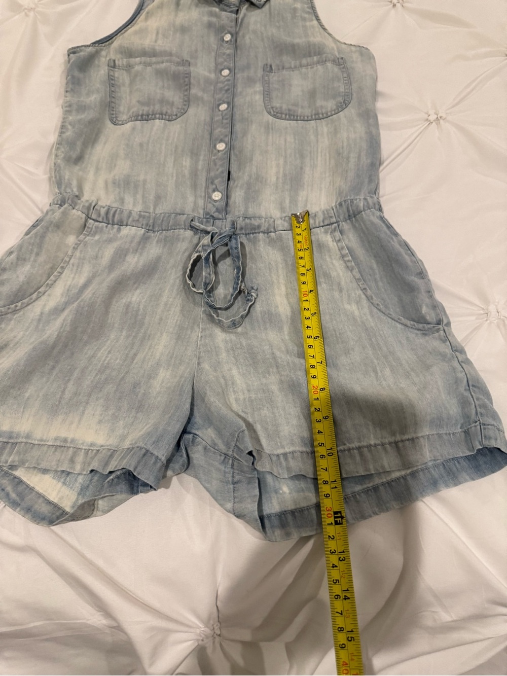 Rails 100% Tencel Chambray Romper XS Sleeveless Drawstring Waist Pockets - Picture 15 of 16